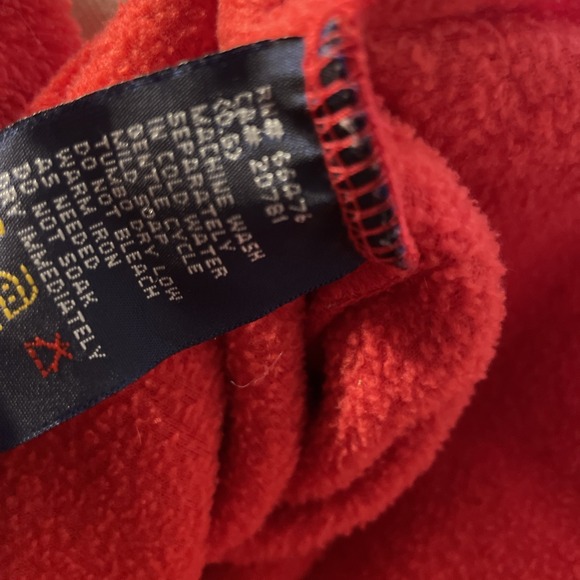 Vintage Tommy Hilfiger Fleece Sweatshirt Women's Large Varsity "H" Long Line Red - Picture 5 of 6